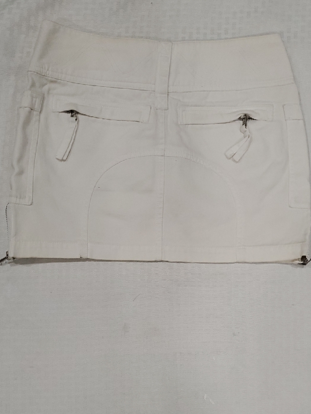 Y2k White Cargo Pocket Micro Mini Skirt with Front Zip - Picture 8 of 12